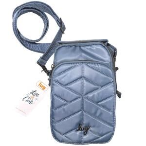 NWT Lug SKEETER MINI M2 Quilted Satin Light Blue Moon Crossbody Convertible Bag